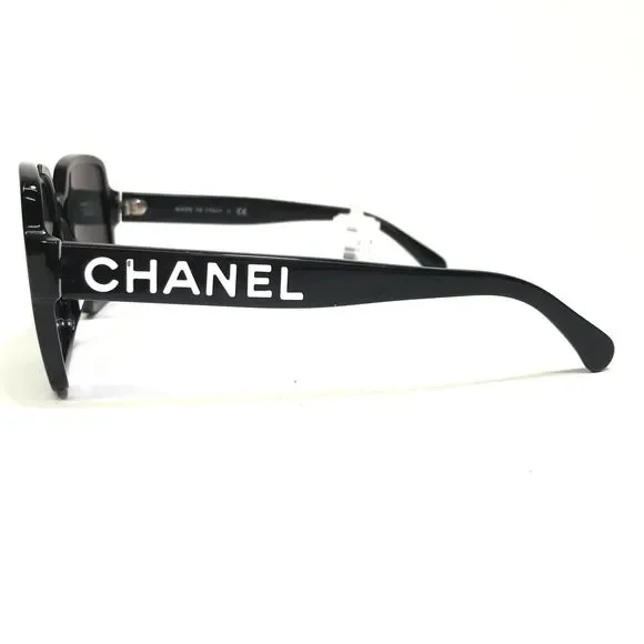 CHANEL Sunglasses 5408-A c.1026/S4 Black White Oversize Square with Black Lenses - Picture 7 of 12